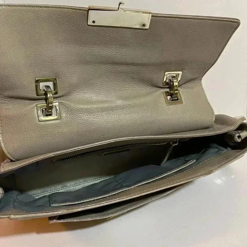 Michael kors grey leather satchel handbag